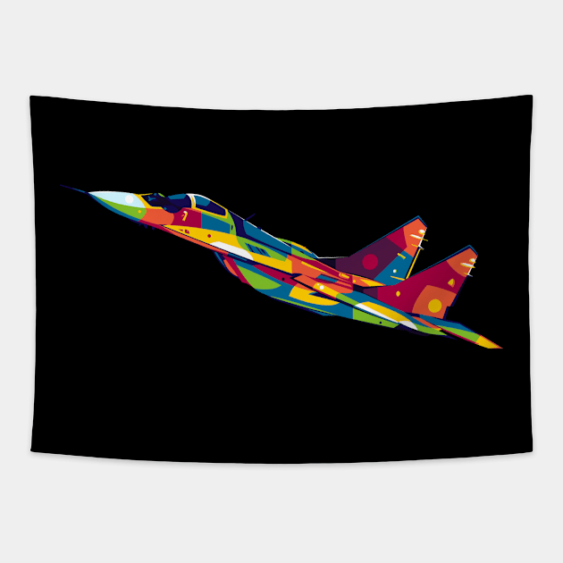 MiG-29A Flying in Pop Art Tapestry by wpaprint