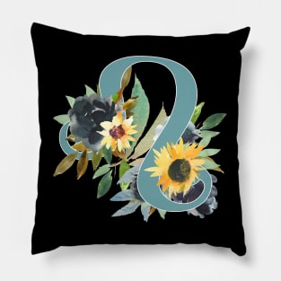 Leo Horoscope Zodiac Blue Sunflower Design Pillow