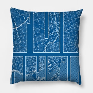 Toronto, Canada City Map Typography - Blueprint Pillow