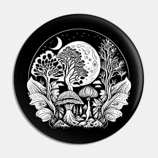 Cottagecore Moon, Mushrooms, Plants and Trees Pin