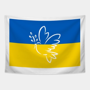 Ukraine Flag and Dove of Peace Tapestry