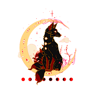 Kitsune Fox, Japanese Mythology, Japanese Style Art With Cherry Blossom T-Shirt