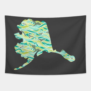 Alaska Shaped Waves and Whales Tapestry