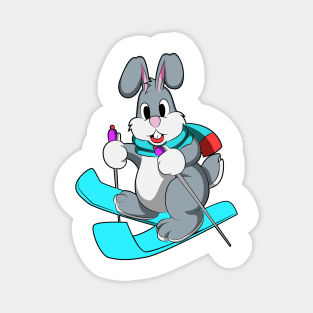 Rabbit as Skier with Skis Magnet