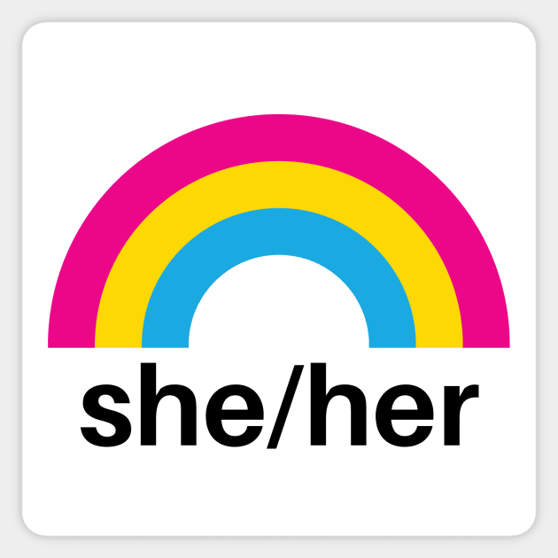 She Her Pronoun Rainbow Stickers for Gay Pride, LGBTQ Rainbow Flag