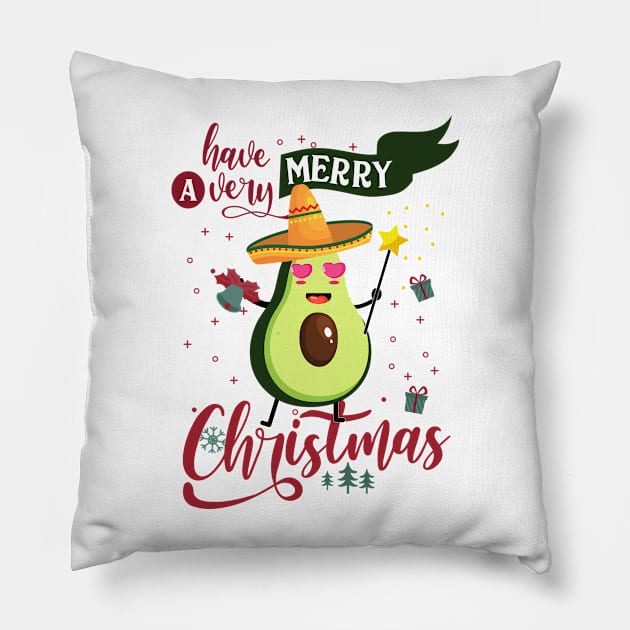 Vegan Merry Christmas Mexican Avocado Xmas Pillow by CHNSHIRT