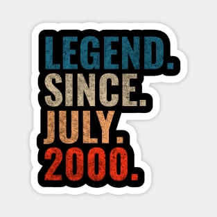 Legend since July 2000 Retro 2000 birthday shirt Magnet