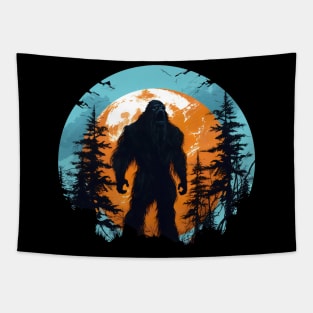 Sasquatch Silhouette And Moon Bigfoot Tapestry