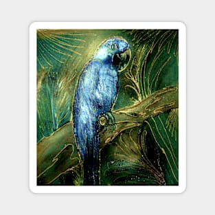 GREEN BLUE EXOTIC PARROT BOTANICAL PALM JUNGLE TROPICAL POSTER PRINT Magnet