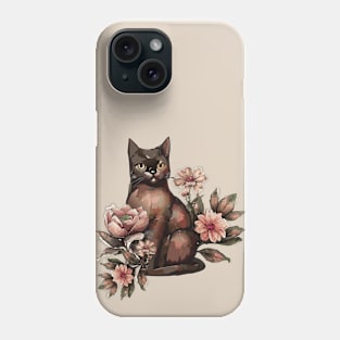 Vintage Floral Cat Phone Case