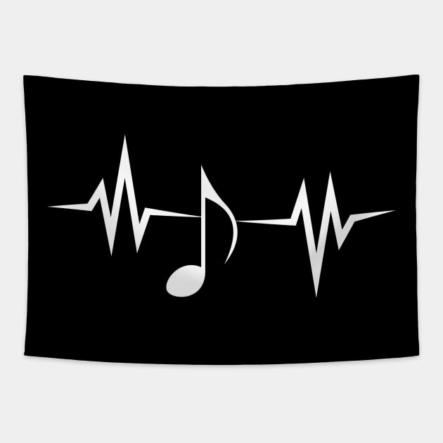 Music notes with a heart beat Tapestry by sandynikz