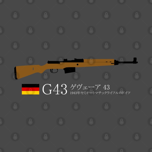 G43 German Gewehr 43 historical 1943 German semi-automatic rifle white in Japanese. ゲヴェーア 43 1943年セミオートマチックライフルのドイツ by FOGSJ