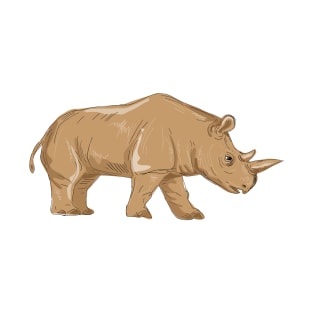 Northern White Rhinoceros Side Drawing T-Shirt