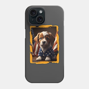 adorable puppy with american flag Phone Case