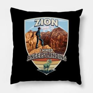 Zion National Park I Hiked Angels Landing with Hiker and Bighorn Sheep Pillow