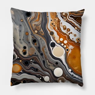 Caramel Swirls in Abstract Monochrome Pillow