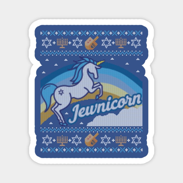 Funny Ugly Hanukkah Sweater, Unicorn Jewnicorn Magnet by HolidayoftheWeek