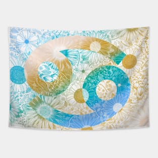 Cancer Zodiac Astrology Floral Star Sign Tapestry