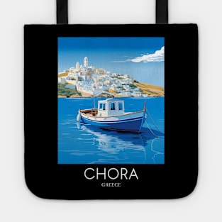 A Pop Art Travel Print of Chora Andros Island - Greece Tote