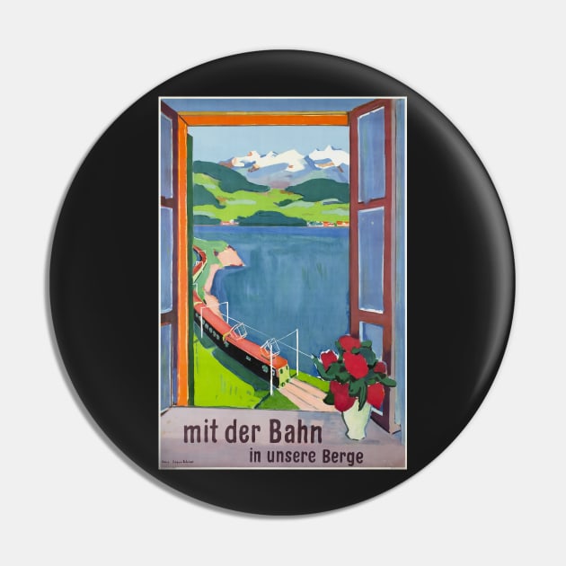 Mit der Bahn in unsere Berge, Travel Poster Pin by BokeeLee