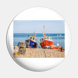 Fishing Boats On Beach Pin