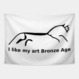 Uffington Horse: Bronze Age Art (black) Tapestry