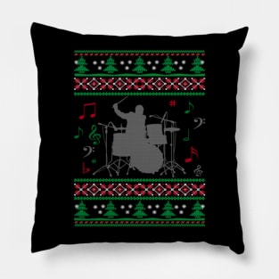 Drums Ugly Christmas Sweater Pillow