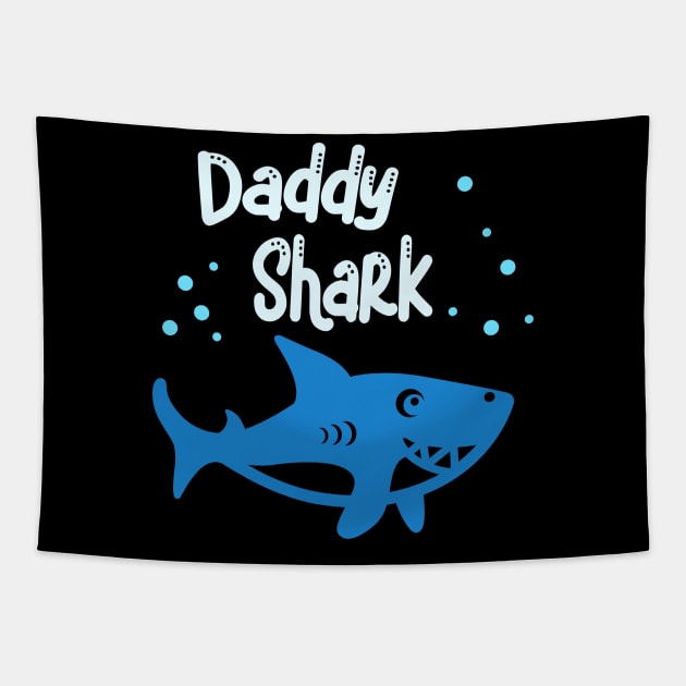 Daddy Shark Family Matching Dad Funny Sharks Tapestry by Foxxy Merch