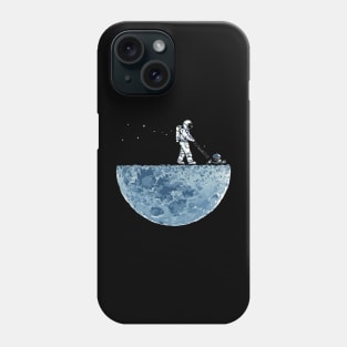 Astronaut mowing the grass on the moon Phone Case