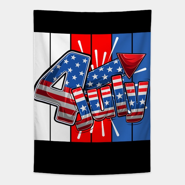 Funny 4th Of July 2021 Fourth Of July Patriotic USA Flag Celebration Gift Tapestry by dianoo