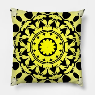 Mandala 04 yellow gradient flower Pillow