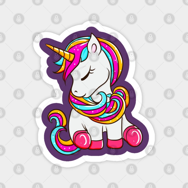 Cute Magical Unicorn Girly Sparkle Magnet by E