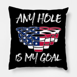 Any Hole Is My Goal American Flag Beer Flip Cup Pong Pillow