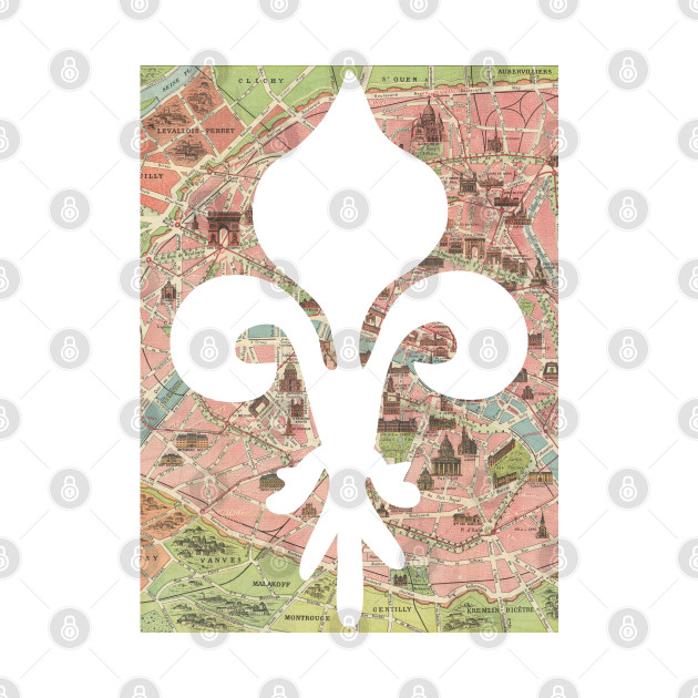 Fleur-de-lis cut from 1911 Paris Monuments Map by tsd-fashion