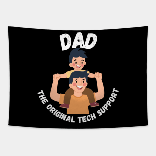 Tech-Savvy Dad: Guiding the Future Generation - Dark Colors - Boys Tapestry