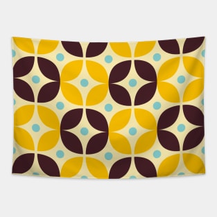 Geometric Pattern: Stylised Flower: Brown/Yellow Tapestry