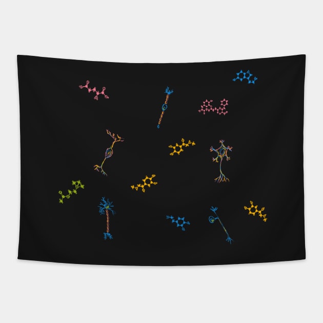 Neurons and Neurotransmitters Rainbow Tapestry by MSBoydston