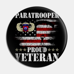 82nd Airborne Paratrooper Proud Veteran T-shirt Men Women Pin