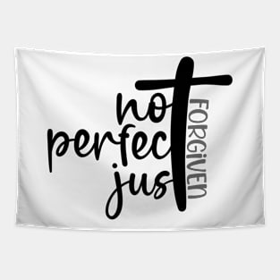 Not Perfect Just Forgiven, Cross, Christian, Jesus, Faith Tapestry