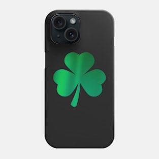 St Patricks Day, Green Metallic 3 Leaf Clover Phone Case