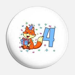 I am 4 with fox - boy birthday 4 years old Pin