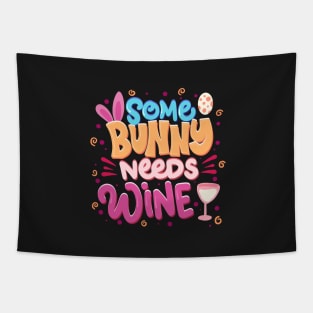 Some Bunny Needs Wine Funny Easter Spring Tapestry