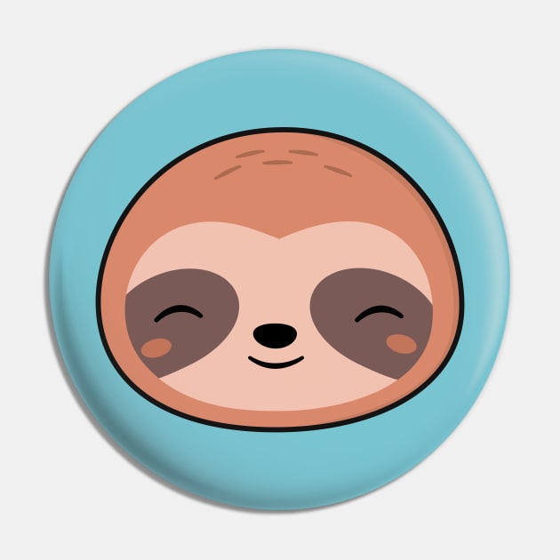 Kawaii Cute Sloth Face Pin by happinessinatee