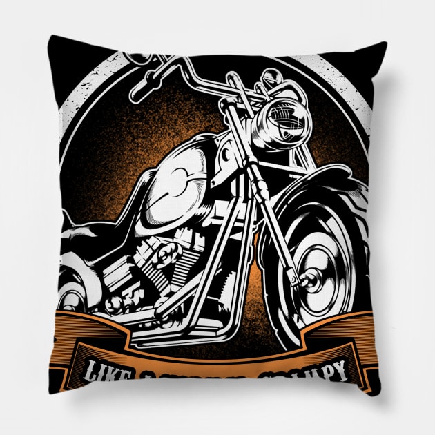 Only Cool Grampy Rides Motorcycles T Shirt Rider Gift Pillow by easleyzzi