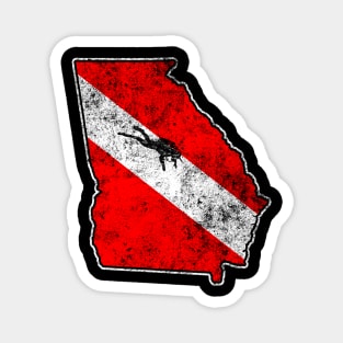 Georgia Dive Flag Scuba Diving State Map Dive Flag Distressed Magnet