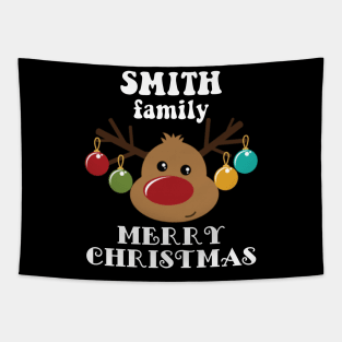 Family Christmas - Merry Christmas SMITH family, Family Christmas Reindeer T-shirt, Pjama T-shirt Tapestry