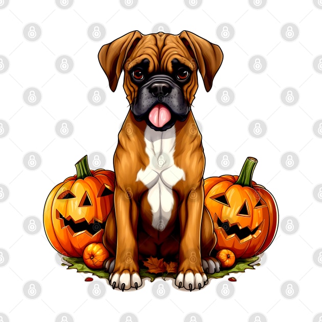 Boxer Dog inside Pumpkin #1 by Chromatic Fusion Studio