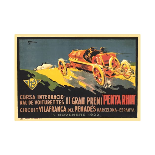 1922 Spanish Grand Prix Automobile Race, Barcelona - Vintage Poster Design by Naves