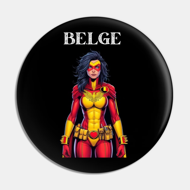 Belgian Superhero: 80's Female Cosmic Comic Book Hero Pin by Woodpile