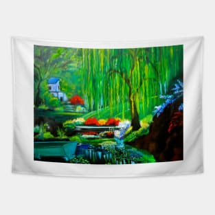 Hidden Home on Monet's Pond Tapestry